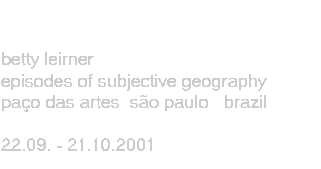 splace, episodes of subjective geography, betty leirner
